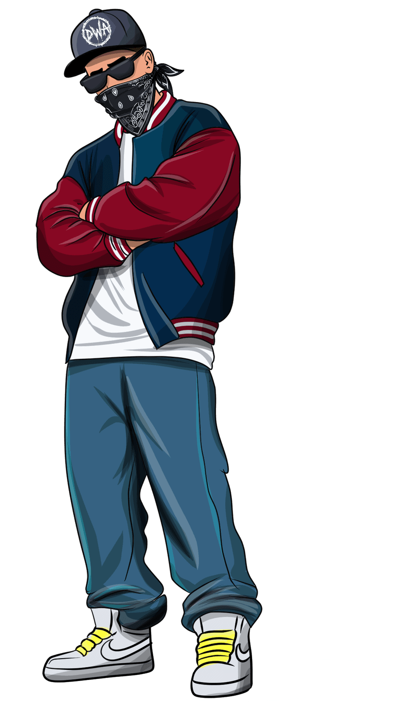 Hip hop character in varsity jacket